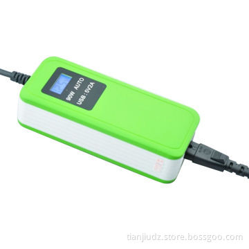 Auto Universal AC Notebook Adapter, 90W with LCD/LED Display and 5V/2A USB for iPhone/iPad